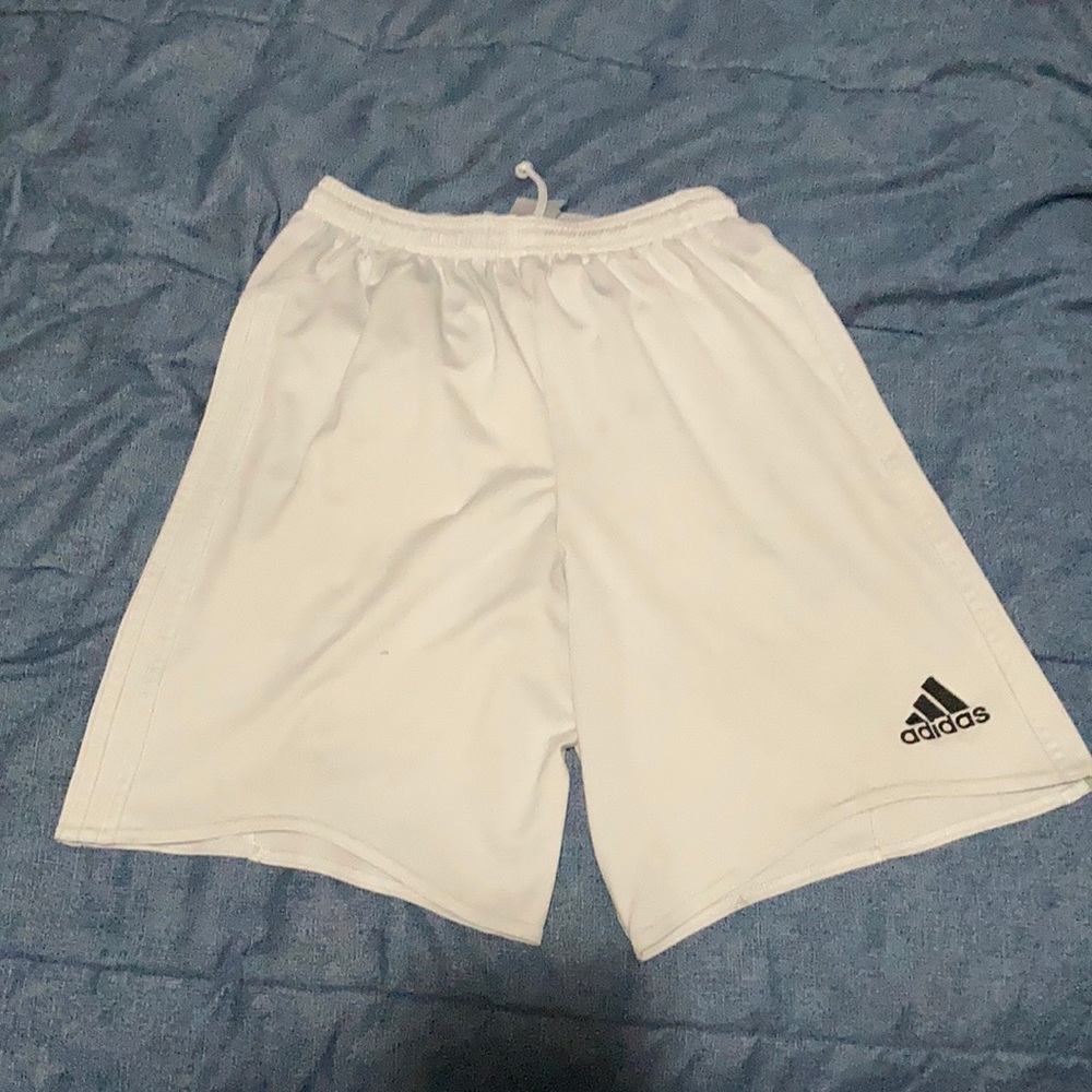 White Adidas soccer shorts